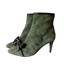 Karl Lagerfeld Paris Mona Bow Army Green Bootie